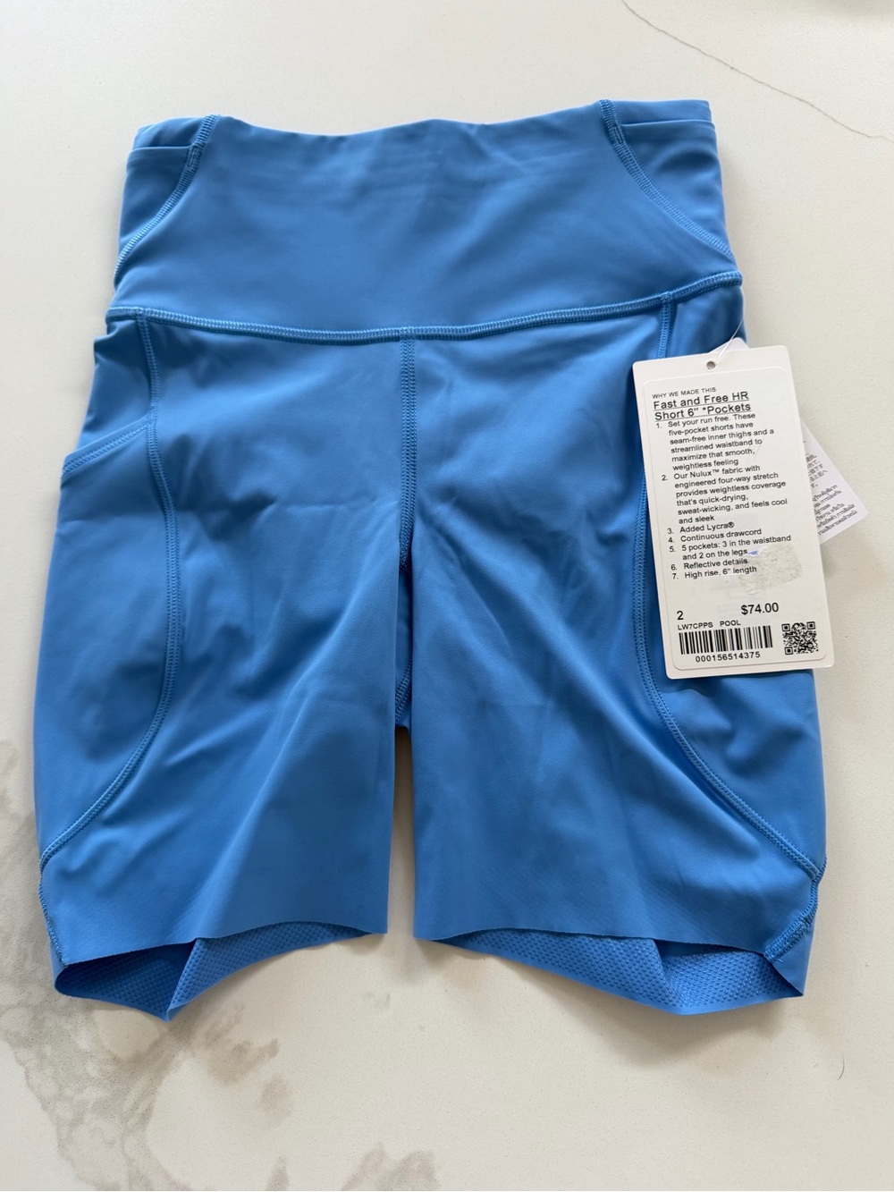 Lululemon Fast and Free HR Short 6" Pool Pockets Lightweight Stretch, Size 2 - Picture 2 of 2